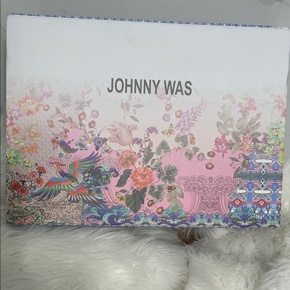Johnny Was Pink Floral & Bird Decorative Box with Multicolor Accents 14”x10”3